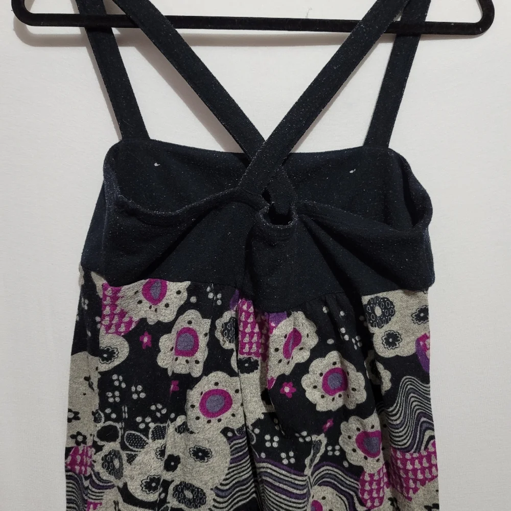 sweater tank top y2k chucky tank top gray flower with large button - Picture 3 of 10